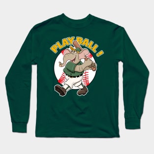 Play Ball! Athletics Baseball Mascot Stomper Long Sleeve T-Shirt